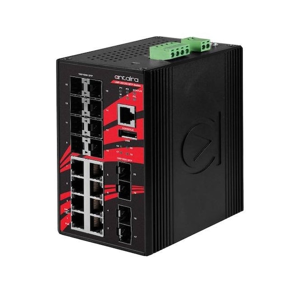 20-Port Industrial Gigabit PoE+ Light Layer 3 Managed Ethernet Switch